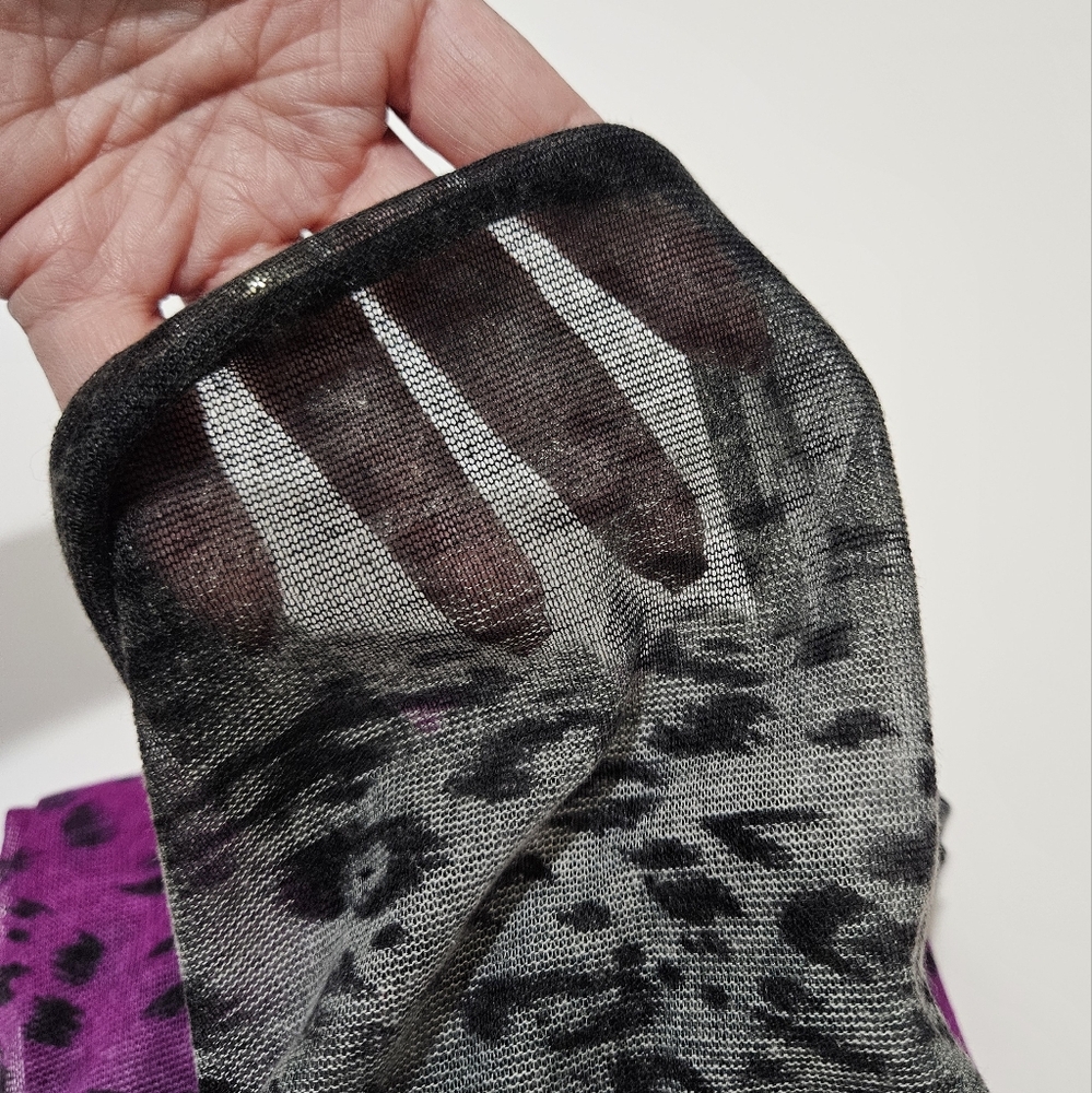 VINTAGE Lightweight Sheer Ombre Leopard Print Scarf - Picture 7 of 8